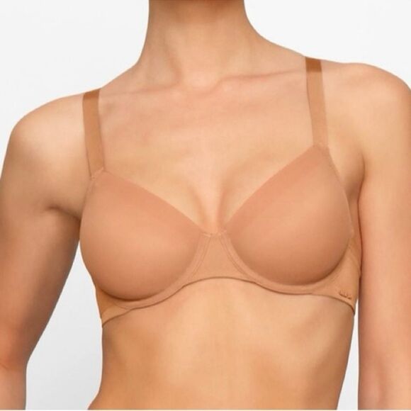 SKIMS Other - SKIMS No Show Molded Unlined Underwire Demi Bra NEW Nude OCHRE 34DD